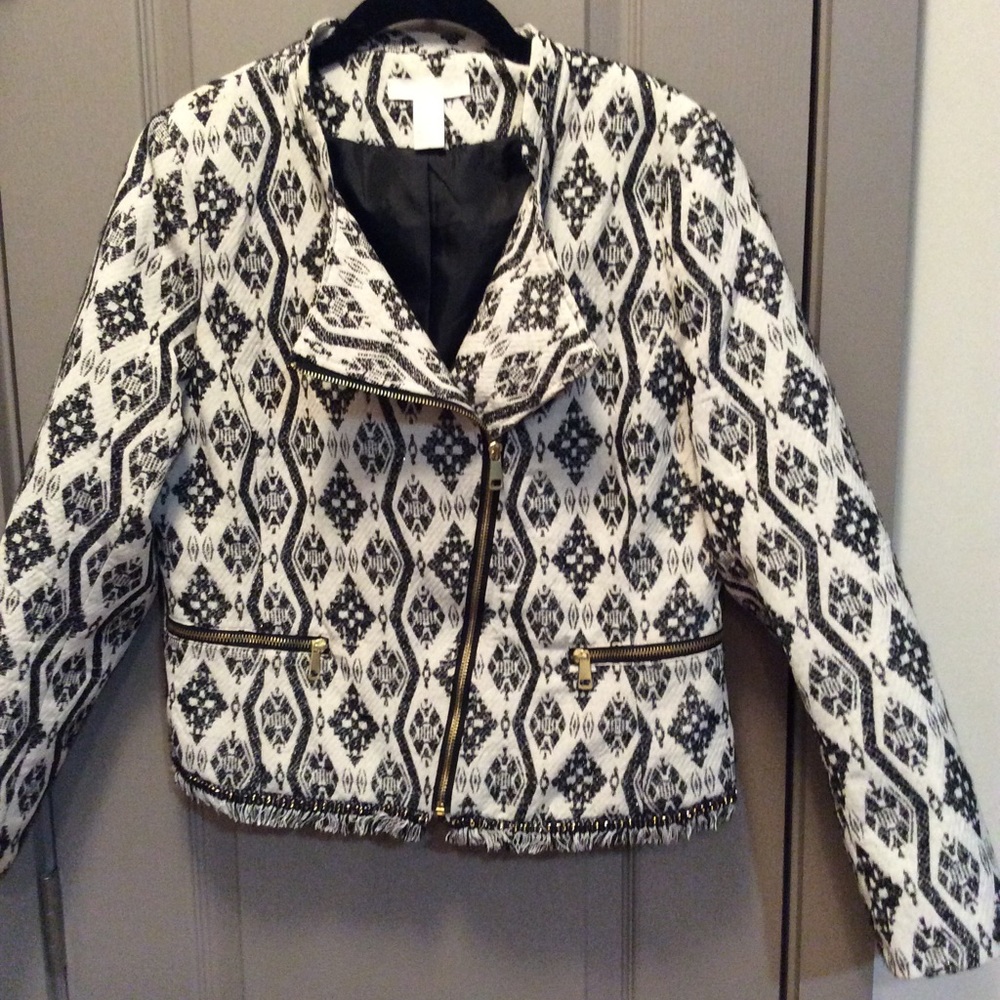 H&M white with black jacket. Like new, barely worn